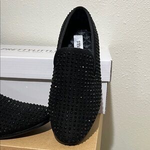 Steve Madden Black Embellished Loafers